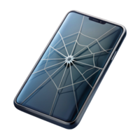 gorgeous distinguished Broken smartphone screen with spiderweb cracks. NO BACKGROUND with Transparent Background. png
