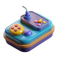 exceptional futuristic Retro game console with controllers. NO BACKGROUND with Transparent Background. fine detail png
