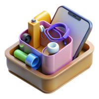 stunning timeless New smartphone in box with accessories. NO BACKGROUND with Transparent Background. png
