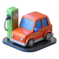 melancholic enchanting Electric car charging at a charging station. NO BACKGROUND with Transparent Background. 8K png