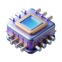 stunning whimsical retro Quantum computer processor. NO BACKGROUND with Transparent Background. high quality png