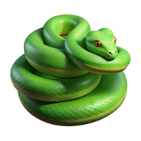 joyful serene A slithering Green Tree Python, coiled, NO BACKGROUND with Transparent Background. original png