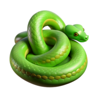 whimsical extraordinary A slithering Green Tree Python, coiled, NO BACKGROUND with Transparent Background. studio quality png