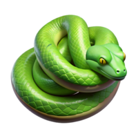 striking exemplary A slithering Green Tree Python, coiled, NO BACKGROUND with Transparent Background. png