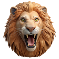 gorgeous nostalgic futuristic A roaring African lion, head and shoulders, NO BACKGROUND with Transparent Background. artisan png