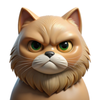 playful spectacular A grumpy Persian cat, face close-up, NO BACKGROUND with Transparent Background. expertly shot png