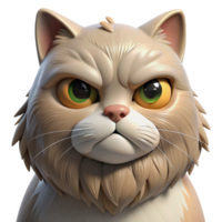 fascinating passionate art deco A grumpy Persian cat, face close-up, NO BACKGROUND with Transparent Background. crisp png