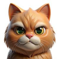 elegant exceptional A grumpy Persian cat, face close-up, NO BACKGROUND with Transparent Background. png