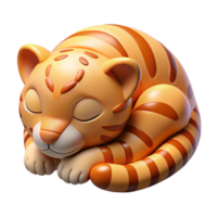 immaculate dreamy artistic A sleeping Bengal tiger cub, curled up, NO BACKGROUND with Transparent Background. original png