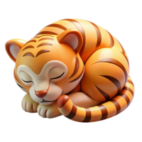 enchanting sought-after A sleeping Bengal tiger cub, curled up, NO BACKGROUND with Transparent Background. png