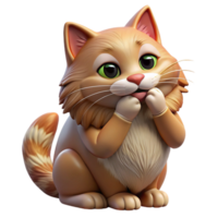 remarkable classic A grooming long-haired tabby cat, licking paw, NO BACKGROUND with Transparent Background. high resolution png