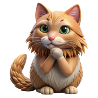 magnificent intense victorian A grooming long-haired tabby cat, licking paw, NO BACKGROUND with Transparent Background. studio quality png