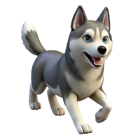 extraordinary joyful renaissance A running Siberian Husky dog, full body, NO BACKGROUND with Transparent Background. fine detail png