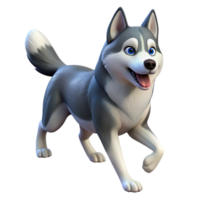 harmonious elegant A running Siberian Husky dog, full body, NO BACKGROUND with Transparent Background. 8K png