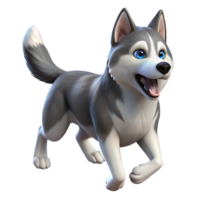 exemplary surreal A running Siberian Husky dog, full body, NO BACKGROUND with Transparent Background. flawless png