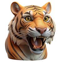 gorgeous geometric A roaring Sumatran Tiger, head and shoulders, NO BACKGROUND with Transparent Background. precision png