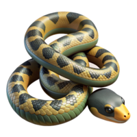 exquisite unforgettable A slithering Garter Snake, coiled, NO BACKGROUND with Transparent Background. png