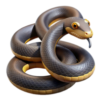 extraordinário impressionista uma deslizando liga cobra, enrolado, não fundo com transparente fundo. Alto qualidade png