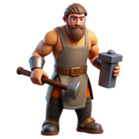 exquisite dramatic avant-garde Hephaestus, god of the forge, blacksmith's hammer, NO BACKGROUND with Transparent Background. crisp png