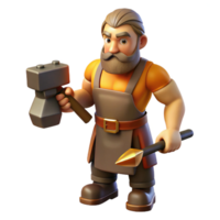 exceptional industrial Hephaestus, god of the forge, blacksmith's hammer, NO BACKGROUND with Transparent Background. genuine png