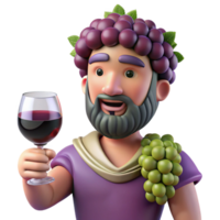 enchanting victorian Dionysus, god of wine, grapes and wineglass, NO BACKGROUND with Transparent Background. refined png