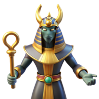 exquisite bohemian Osiris, Egyptian god of the underworld, regal pose, NO BACKGROUND with Transparent Background. exclusive png
