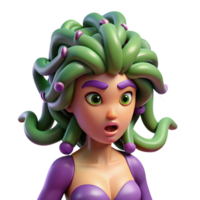 enchanting mysterious elegant Gorgon, monstrous female creature, snake hair, NO BACKGROUND with Transparent Background. sharp png