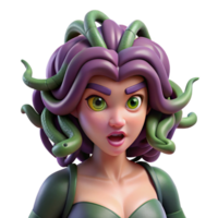 stunning unforgettable Gorgon, monstrous female creature, snake hair, NO BACKGROUND with Transparent Background. png