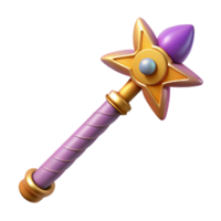 mysterious radiant Magic wand, wizard's tool, intricate design, NO BACKGROUND with Transparent Background. exclusive png