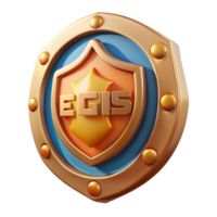radiant ethereal mid-century Aegis, shield of Zeus and Athena. NO BACKGROUND with Transparent Background. exclusive png