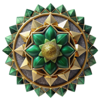 impressive artistic Geometric Mandala Ornament Green Cutout on White high quality png
