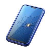 dramatic impressive Smartphone with cracked screen NO BACKGROUND with Transparent Background. 4K png