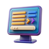 immaculate melancholic mid-century Computer monitor displaying code NO BACKGROUND with Transparent Background. premium png