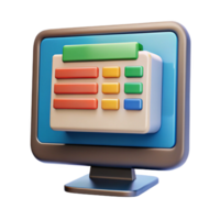 glorious renaissance Computer monitor displaying a spreadsheet NO BACKGROUND with Transparent Background. ultra HD png