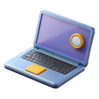serene retro Laptop with sticker on the lid NO BACKGROUND with Transparent Background. refined png