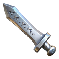 unforgettable nordic A single, gleaming silver sword with intricate elven runes, NO BACKGROUND with Transparent Background. museum quality png