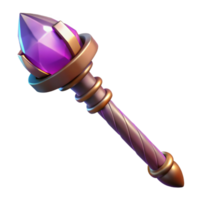 exemplary traditional A powerful wizard's staff topped with a pulsating gemstone, NO BACKGROUND with Transparent Background. elite png