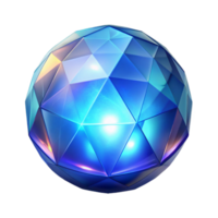 standout futuristic A magical crystal orb radiating an ethereal blue light, NO BACKGROUND with Transparent Background. museum quality png