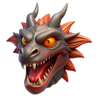 signature abstract A fearsome dragon head with fiery eyes, NO BACKGROUND with Transparent Background. flawless png