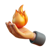 exemplary geometric A single hand holding a flaming fireball, NO BACKGROUND with Transparent Background. detailed png