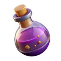 enchanting memorable A stylized illustration of a magic potion bottle with bubbling liquid, NO BACKGROUND with Transparent Background. png
