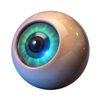 degno di nota giocoso impressionista un' realistico interpretazione di un' singolo umano occhio con un' magico incandescenza, no sfondo con trasparente sfondo. professionale png