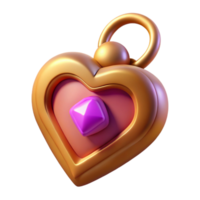 energetic radiant A stylized heart-shaped locket with a glowing gem, NO BACKGROUND with Transparent Background. professional png