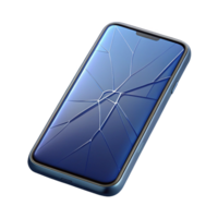 dramatic standout Modern smartphone with cracked screen NO BACKGROUND with Transparent Background. png