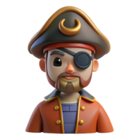 exemplary elegant A cartoon-style pirate with an eye patch, NO BACKGROUND with Transparent Background. authentic png