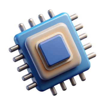 energetic pristine Microchip with intricate circuitry NO BACKGROUND with Transparent Background. 4K png
