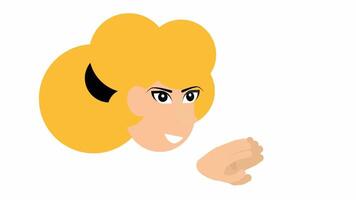 A woman claps her hands. Applause, cartoon animation, with alpha channel video