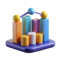 vibrant intense modern Big data analytics graph NO BACKGROUND with Transparent Background. expertly shot png