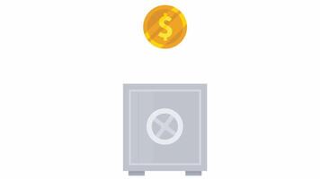 A safe with money. Accumulation of capital, cartoon animation, with alpha channel video