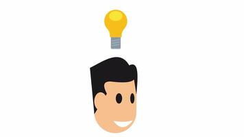 A man with a light bulb above his head. The idea is a cartoon animation, with an alpha channel video